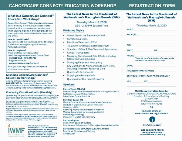 CancerCare Teleconference 3-19-2020 Brochure